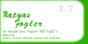 matyas fogler business card